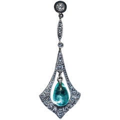 Antique Edwardian Emerald Bead Diamond Pendant