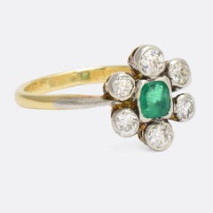 Antique Edwardian Emerald Diamond "Celestial Bodies" Ring