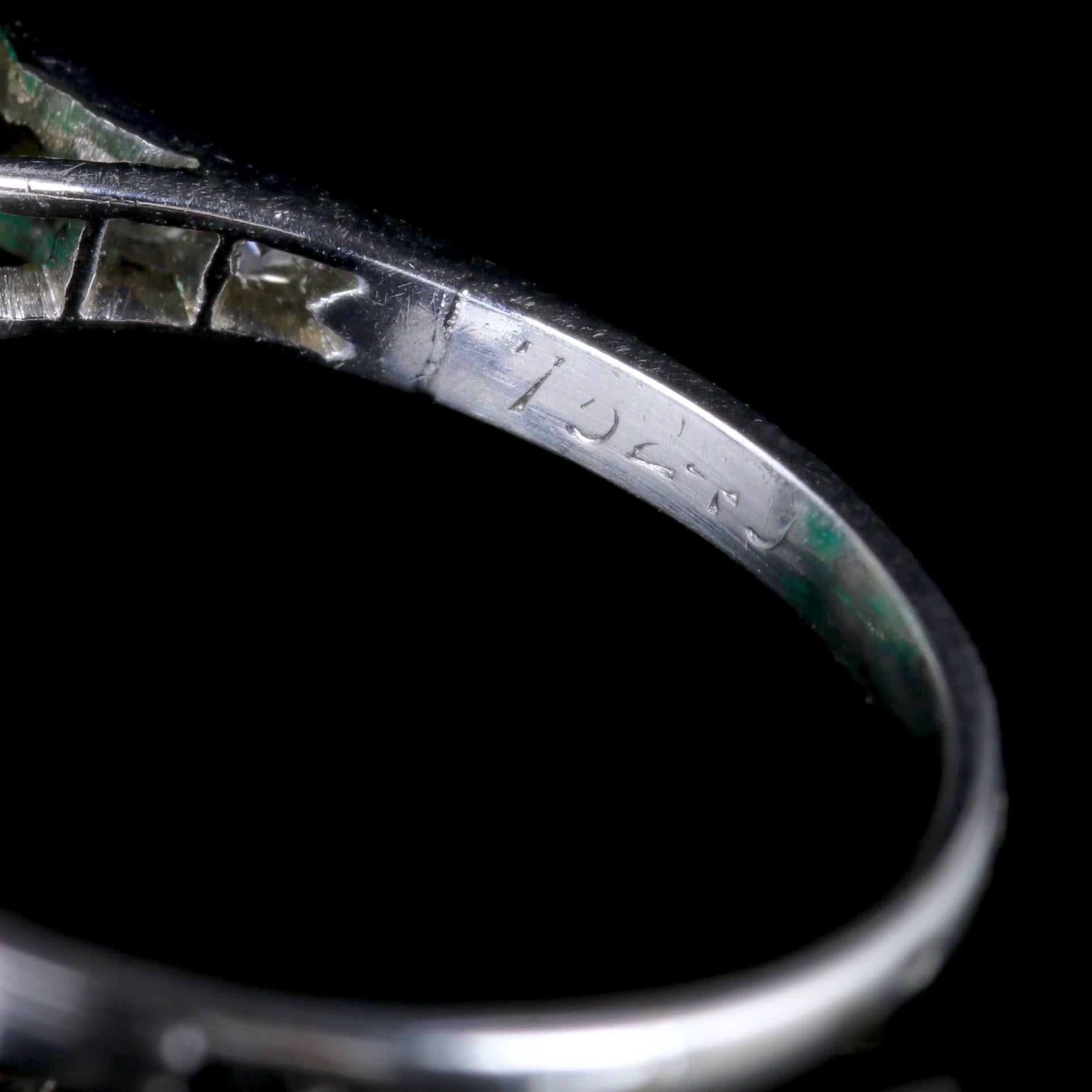 Antique Edwardian Emerald Diamond Ring Platinum, circa 1910 1