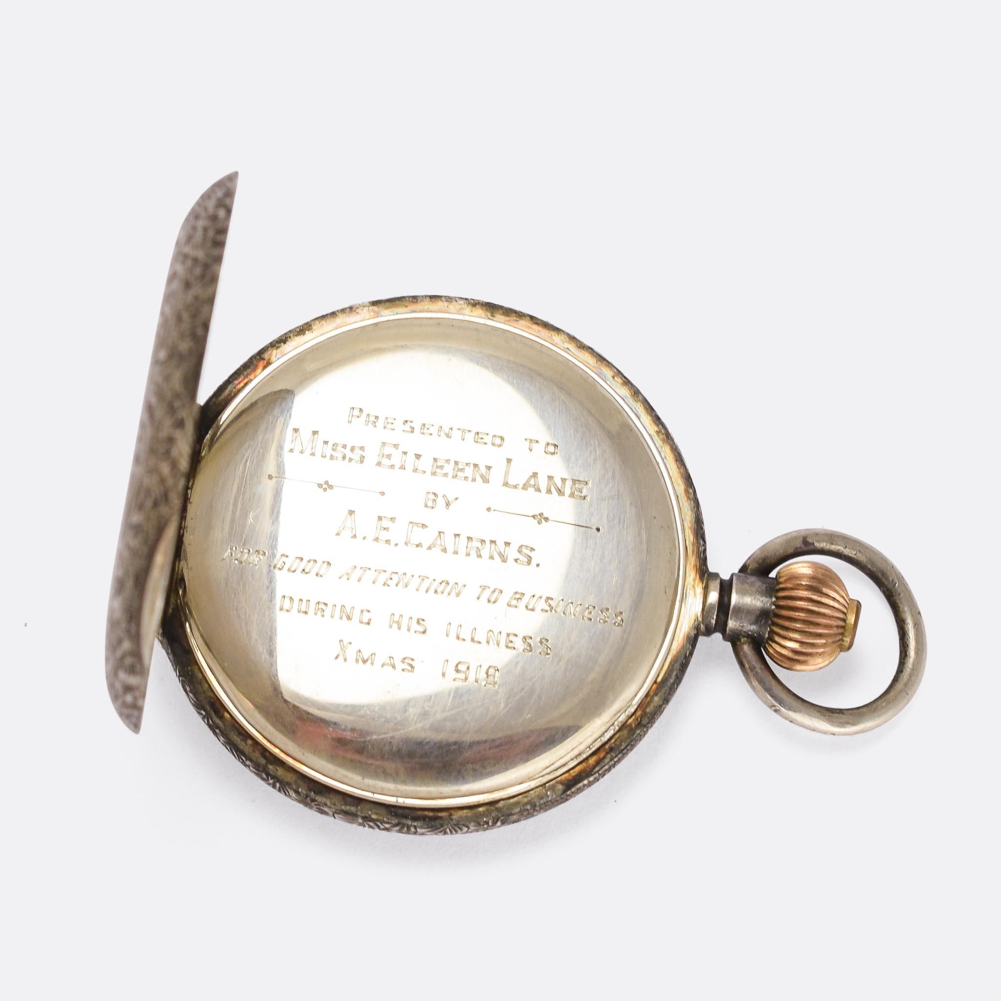 Women's Antique Edwardian Enamelled Half Hunter Pocket Watch