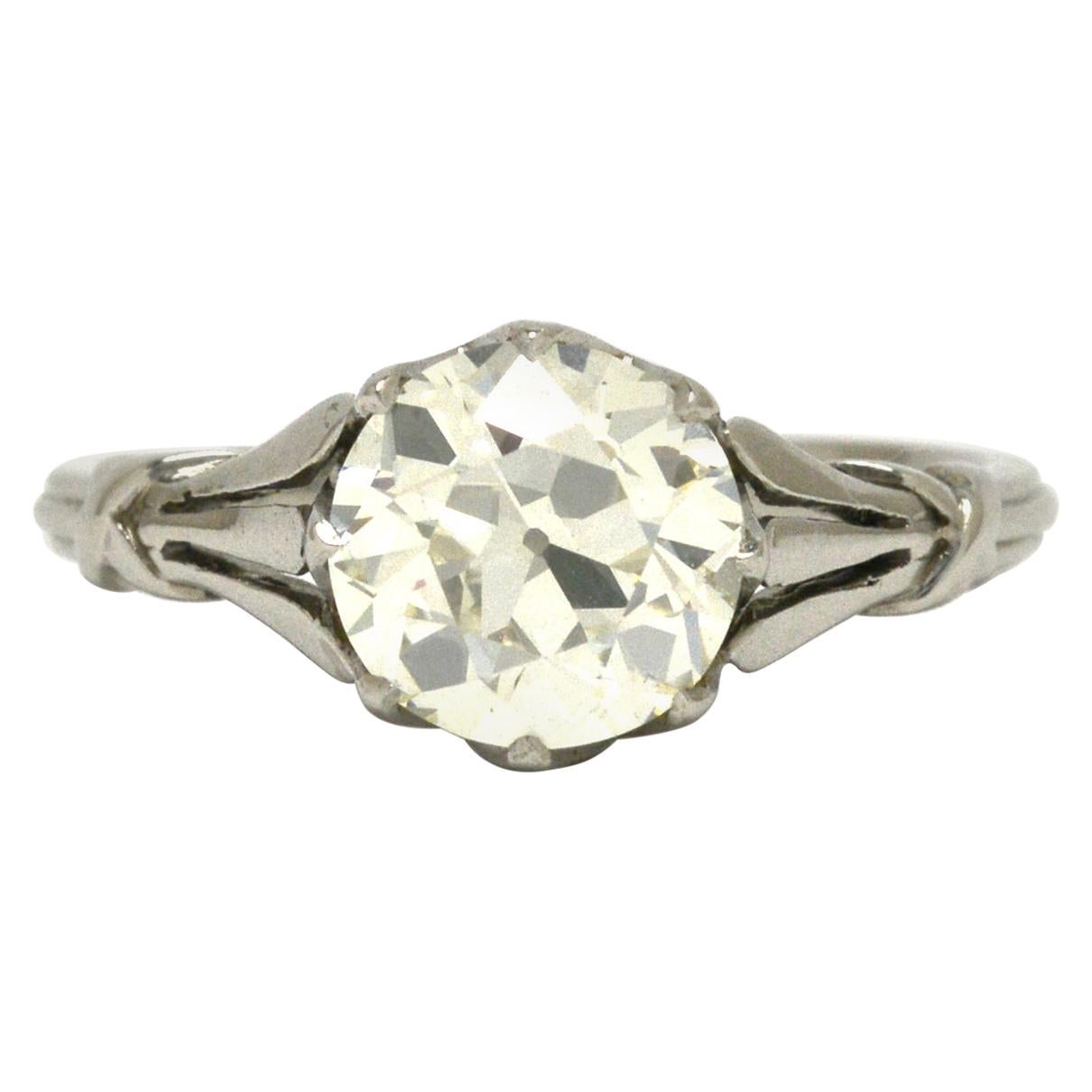 Antique Edwardian Engagement Ring Solitaire 2 Carat Plus Old European Diamond