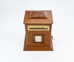 Antique Edwardian English Country House Oak Letter Post Box