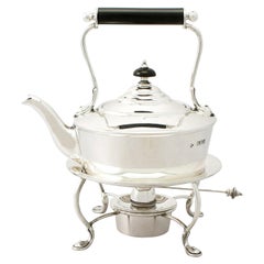 Antiker antiker edwardianischer englischer Sterlingsilber Bachelor Spirit-Kerzenkessel
