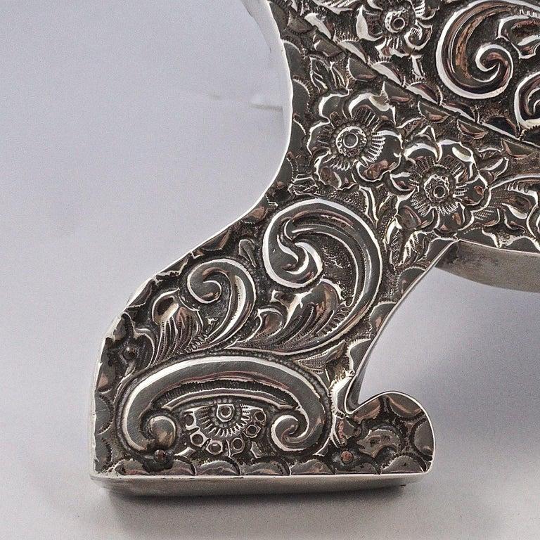 Antique Edwardian English Sterling Silver Bevelled Edge Table Mirror