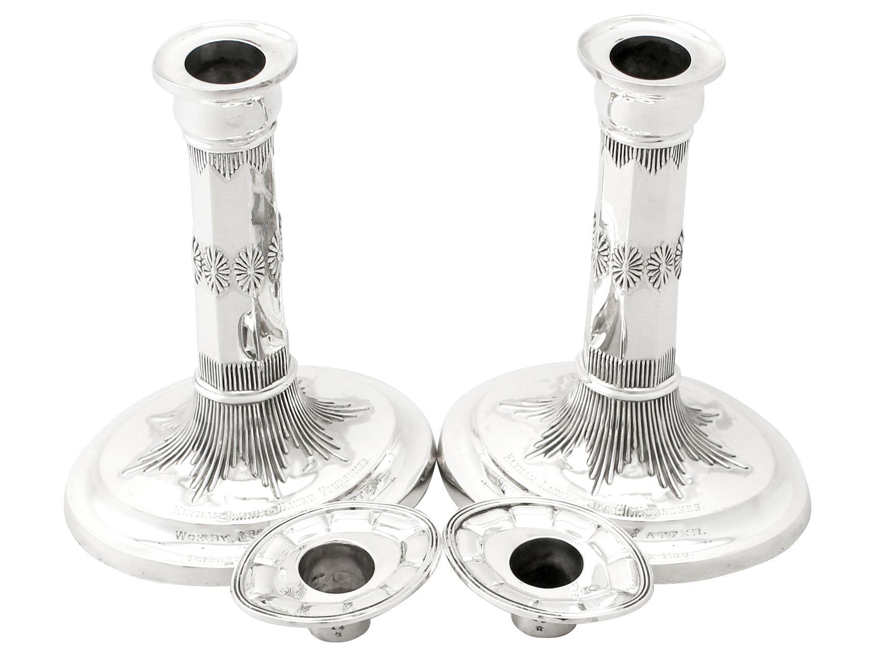 Antique Edwardian English Sterling Silver Candlesticks For Sale 1