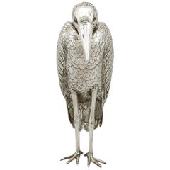 Antique Edwardian English Sterling Silver Heron Sugar Box Antique Edwardian English Sterling Silver Heron Sugar Box