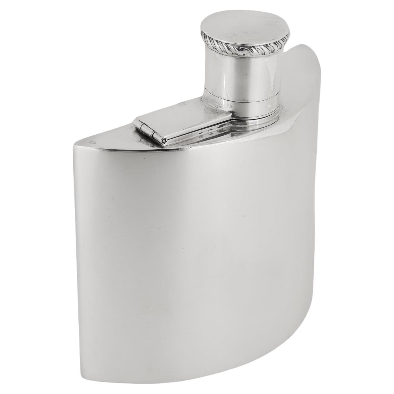 Antique Edwardian English Sterling Silver Hip Flask by Charles S. Green & Co.