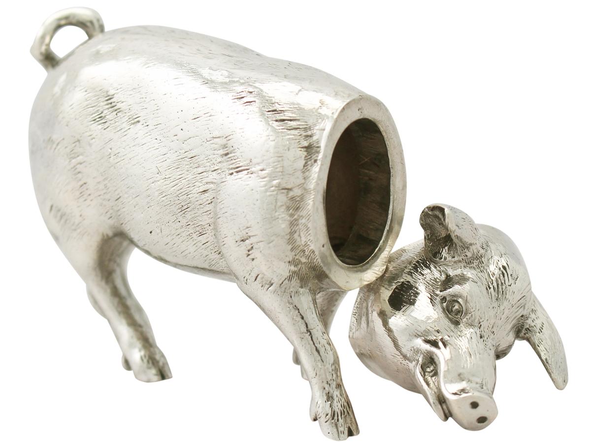 Antique Edwardian English Sterling Silver Pig Sugar Box In Excellent Condition In Jesmond, Newcastle Upon Tyne