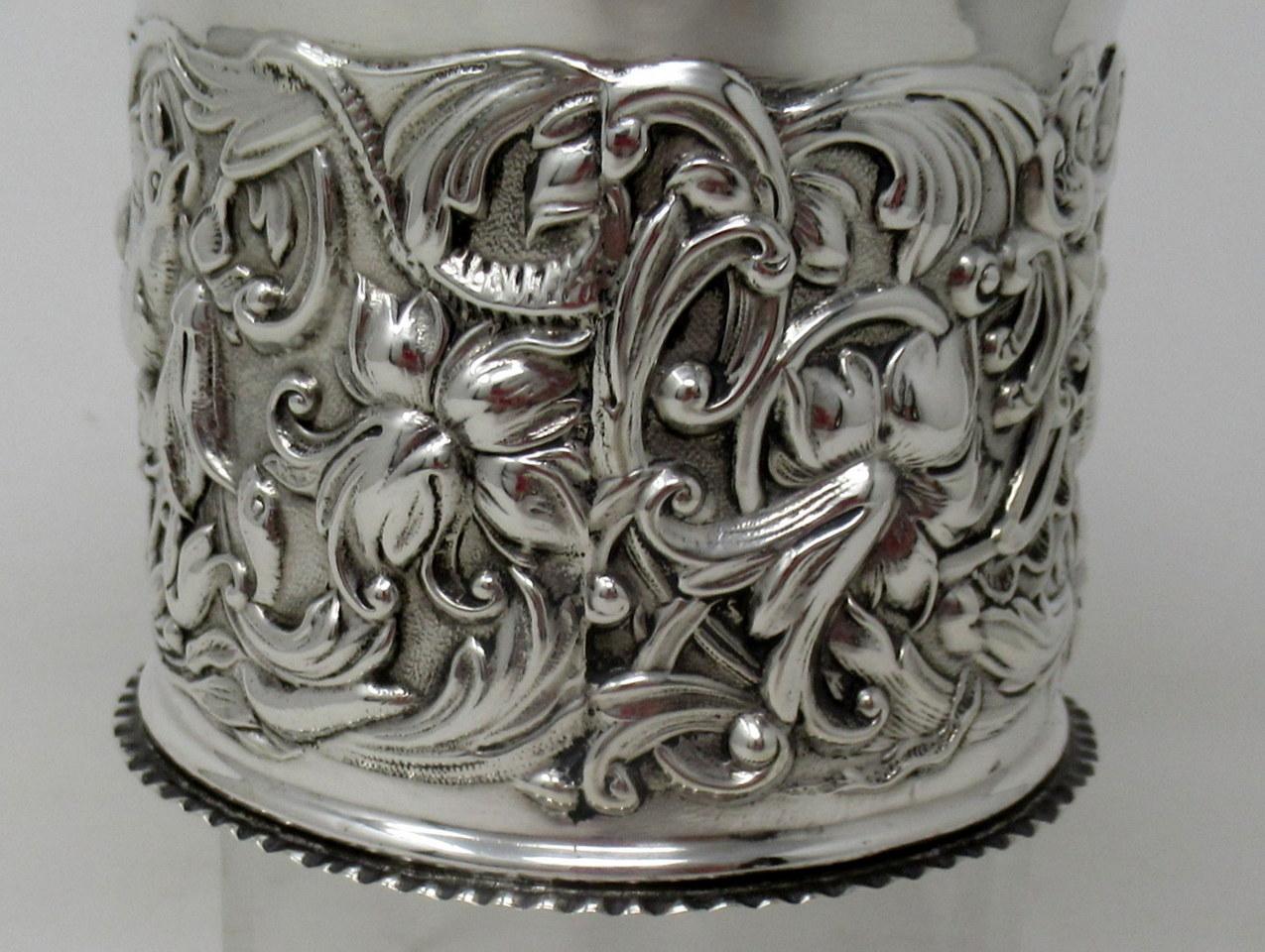 19th Century Antique Edwardian English Sterling Silver Wine Bottle Coaster William Comyns