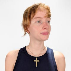 Antiker edwardianischer gravierter 14 Karat Gold Kruzifix oder Kreuz-Anhänger