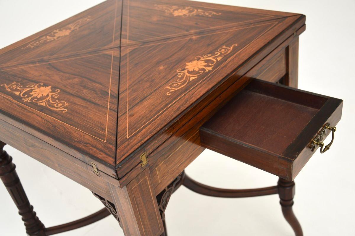 Table à cartes édouardienne ancienne en vente 2