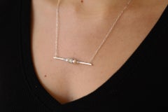 Antique Edwardian Era 0.65 Carat Old European Cut Diamond Pearl Bar Necklace