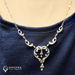 Antique Edwardian Era Diamond Pearl Lavalier Festoon Necklace