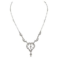 Antique Edwardian Era Diamond Pearl Lavalier Festoon Necklace