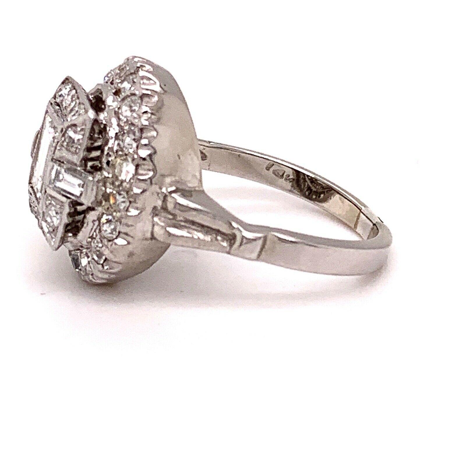 Antique Edwardian Era Diamond Ring 1.45 Carat G VS in 14 Karat White Gold For Sale 3