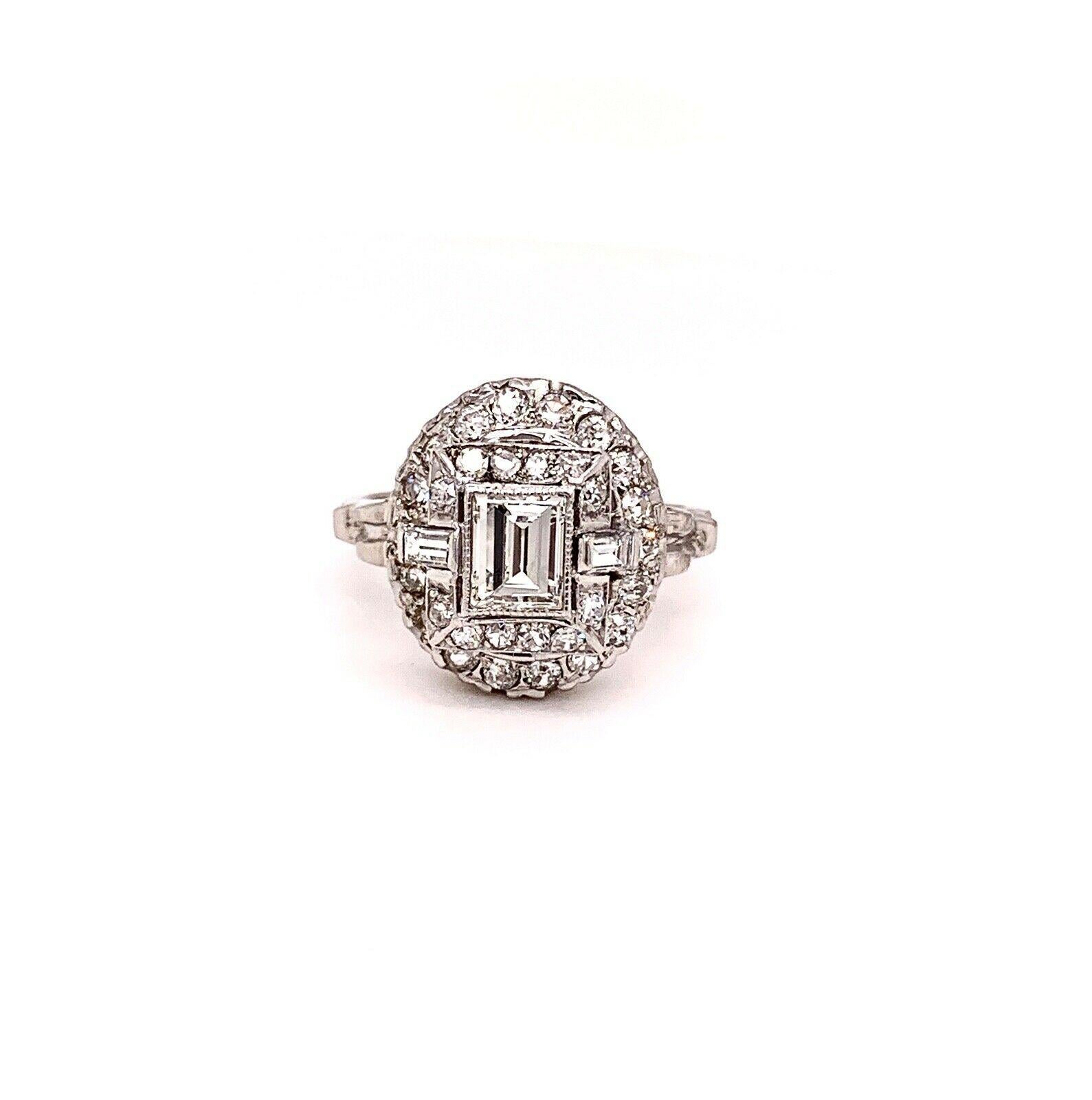 Antique Edwardian Era Diamond Ring 1.45 Carat G VS in 14 Karat White Gold For Sale 5