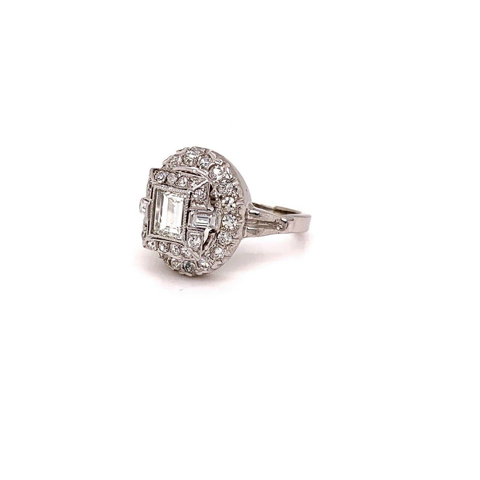 Antique Edwardian Era Diamond Ring 1.45 Carat G VS in 14 Karat White Gold For Sale 1