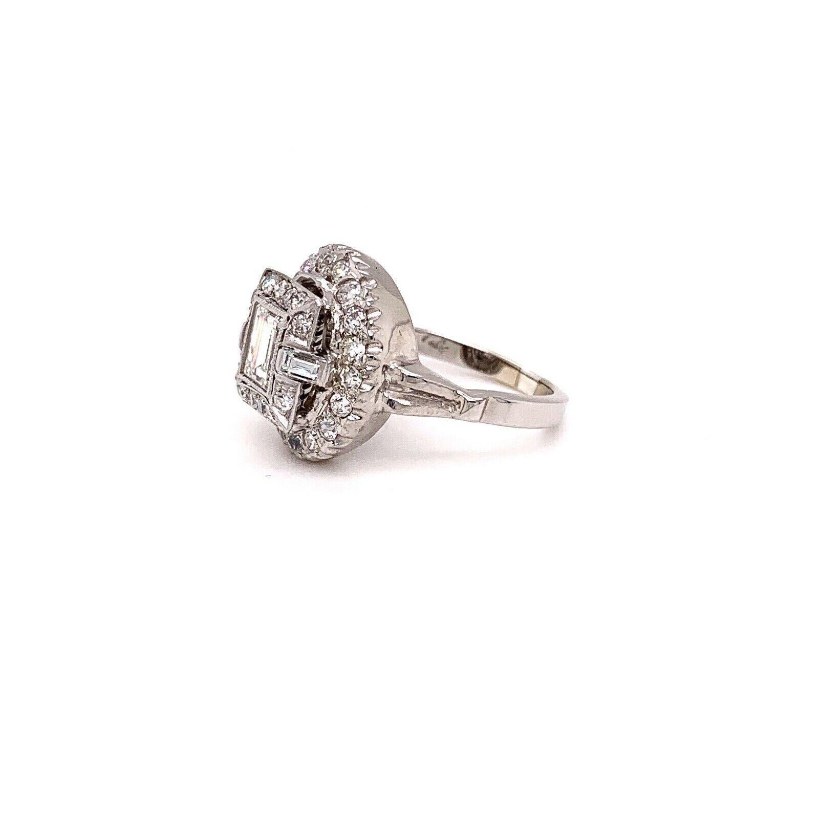 Antique Edwardian Era Diamond Ring 1.45 Carat G VS in 14 Karat White Gold For Sale 2