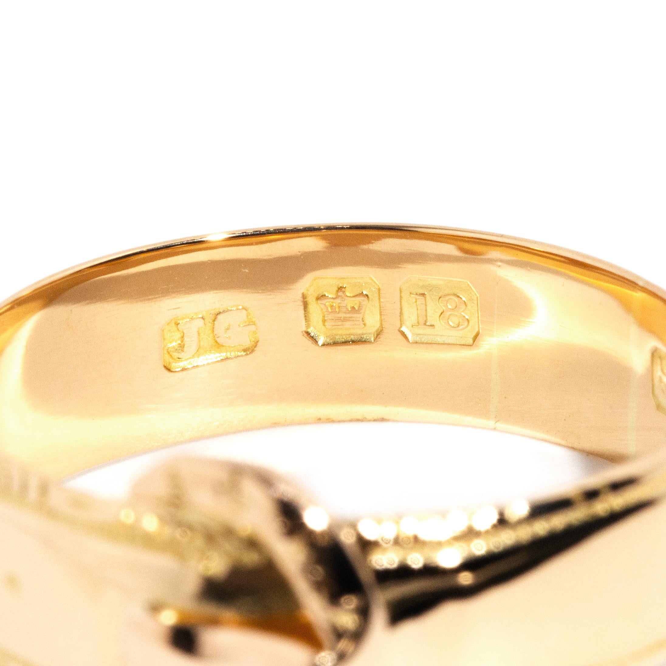 Antique Edwardian Era Engraved Belt and Buckle Band Ring in 18 Carat Yellow Gold For Sale 4