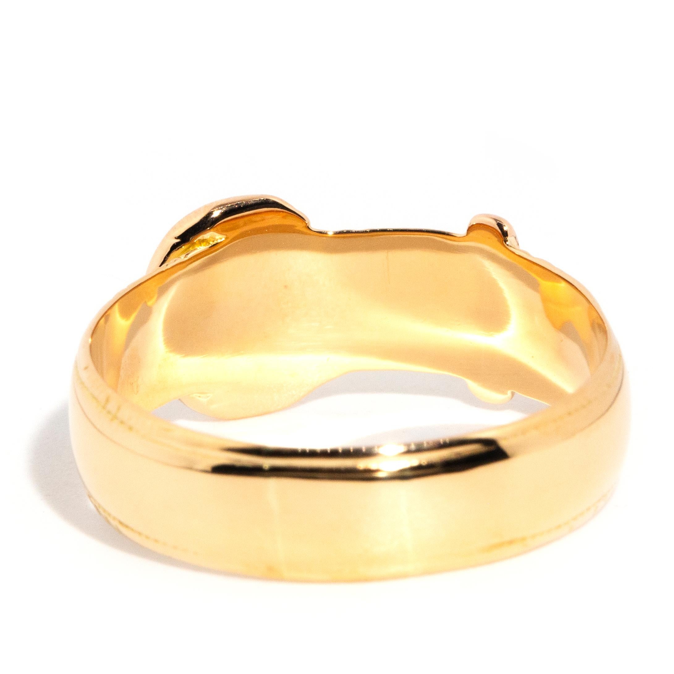Antique Edwardian Era Engraved Belt and Buckle Band Ring in 18 Carat Yellow Gold For Sale 3