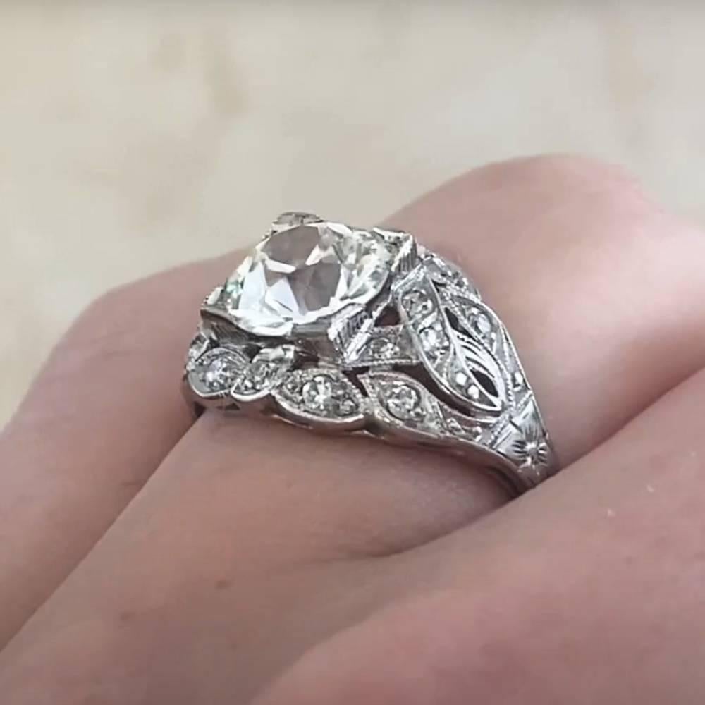 Antique Edwardian Era Old Mine Diamond (GIA Approx. 1.60-Carats), Platinum In Excellent Condition For Sale In New York, NY
