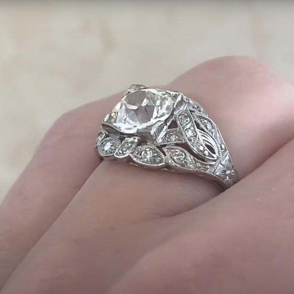 Taille vieille mine Diamants de l'époque édouardienne ancienne (environ 1,60 carat, certifiés GIA), platine en vente