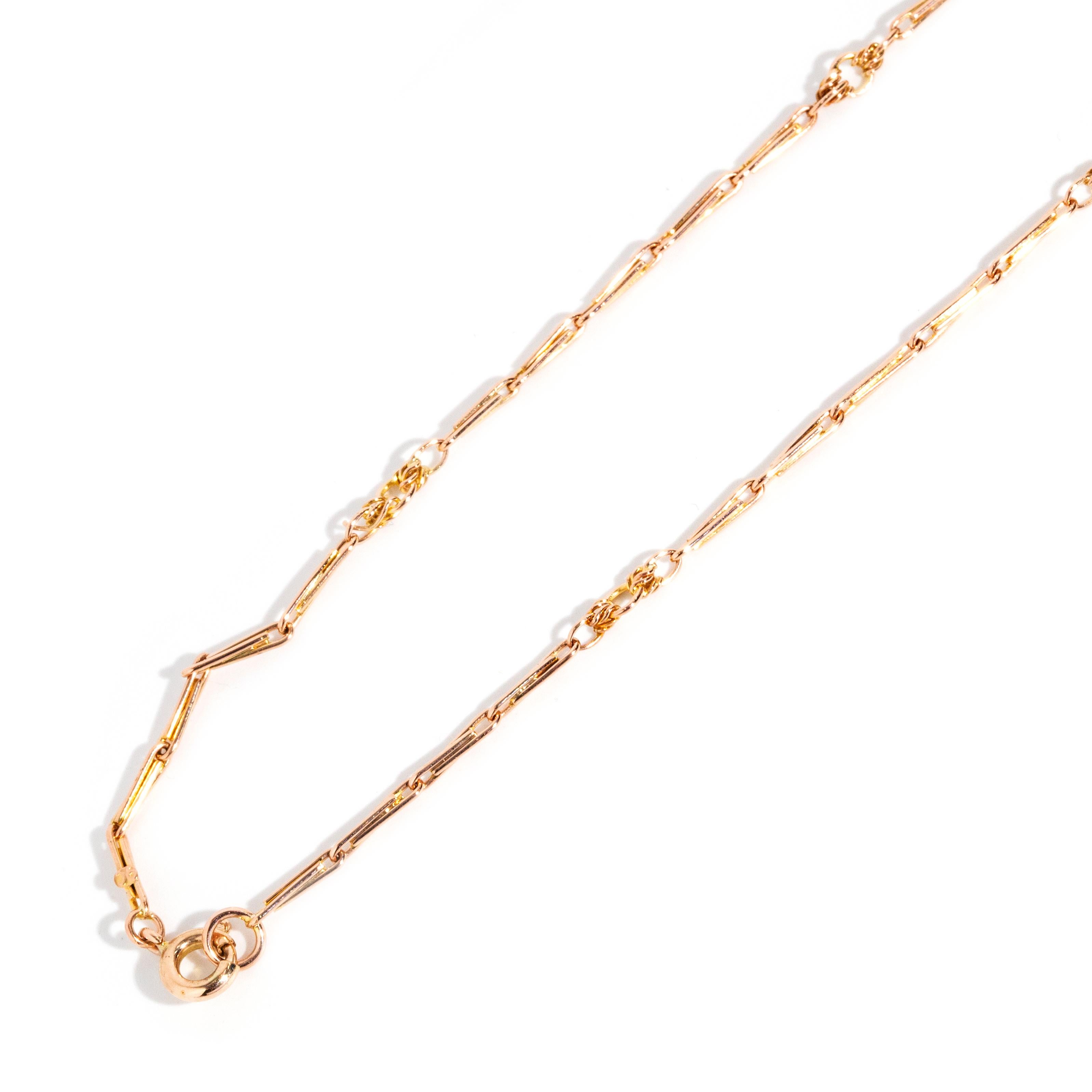 Antikes gemustertes und gestempeltes Herzschloss & Kette aus 9 Karat Gold aus der Edwardianischen Ära 5
