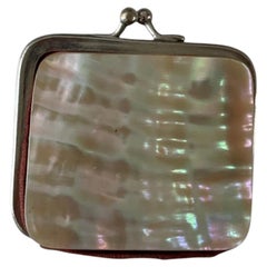 Antique Edwardian Era Pink Mother of Pearl Accordion Coin Purse