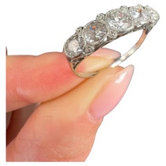 Antique Edwardian era Platinum 5 Stone Diamond Engagement Ring