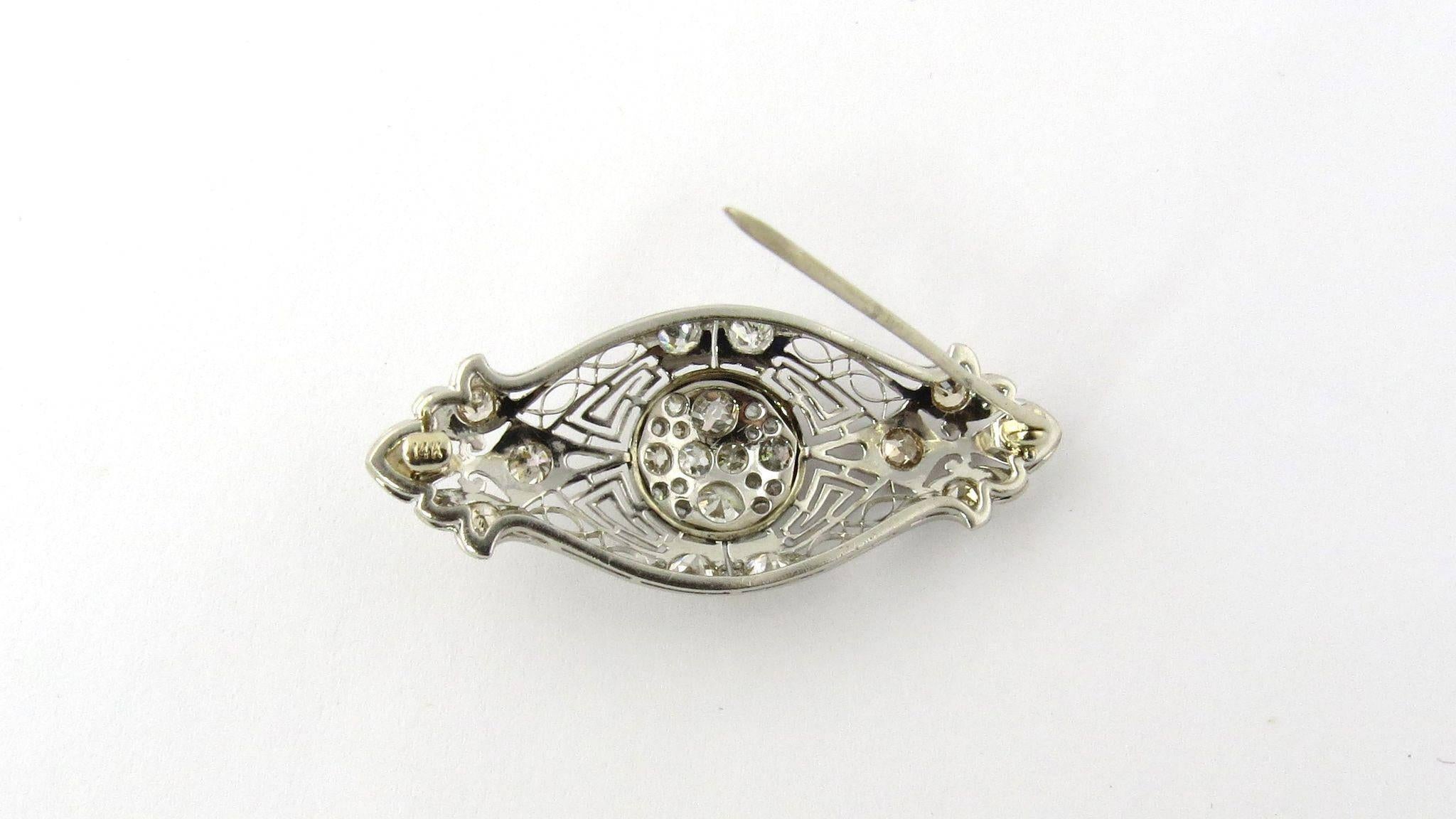 Women's Antique Edwardian Era Platinum and 14 Karat White Gold Diamond Brooch Pin