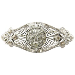Antique Edwardian Era Platinum and 14 Karat White Gold Diamond Brooch Pin