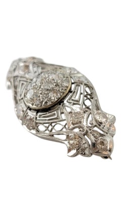 Antique Edwardian Era Platinum and 14K White Gold Diamond Brooch Pin #16451