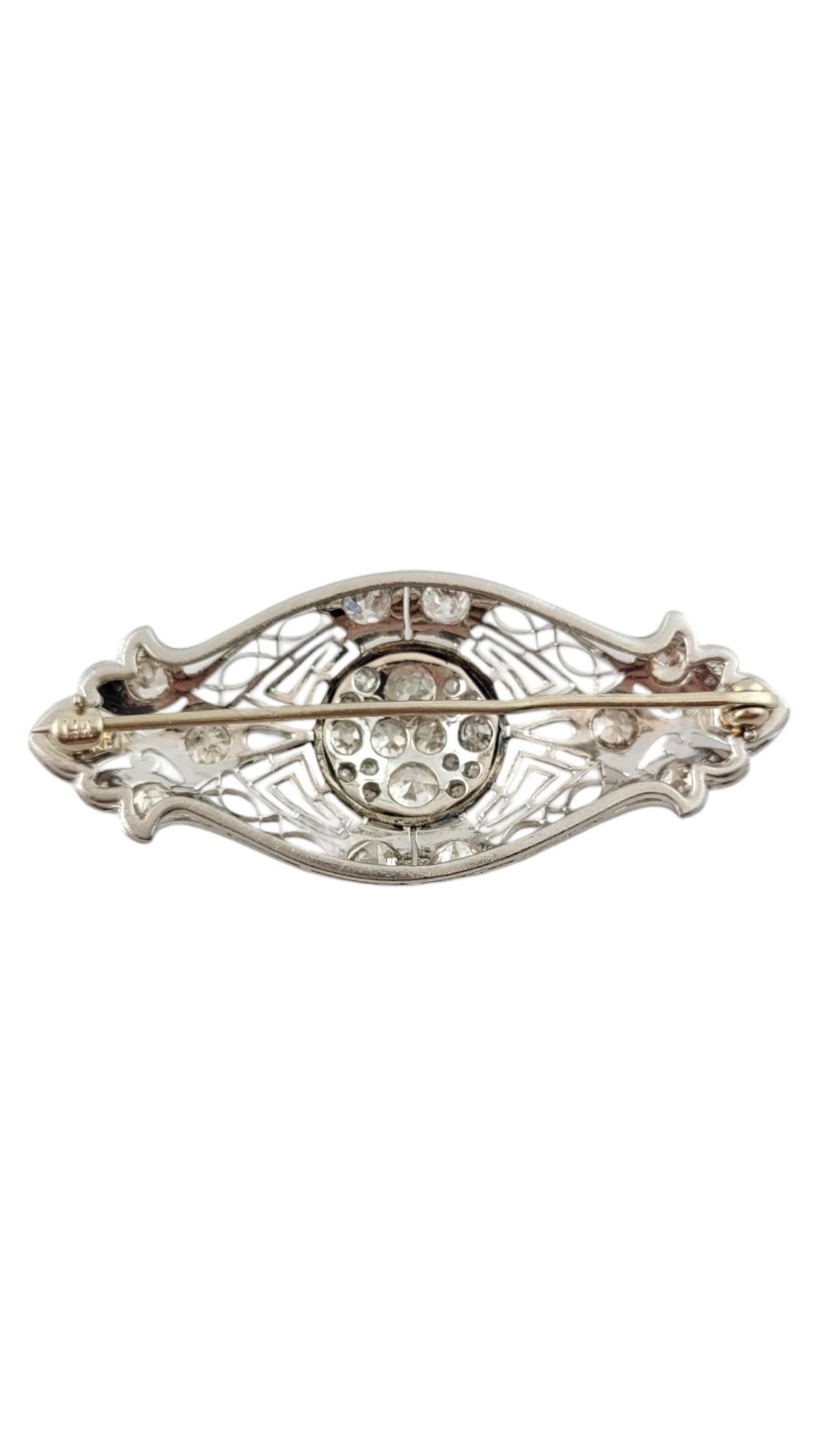 Antique Edwardian Era Platinum and 14K White Gold Diamond Brooch Pin #16451 In Good Condition For Sale In Washington Depot, CT