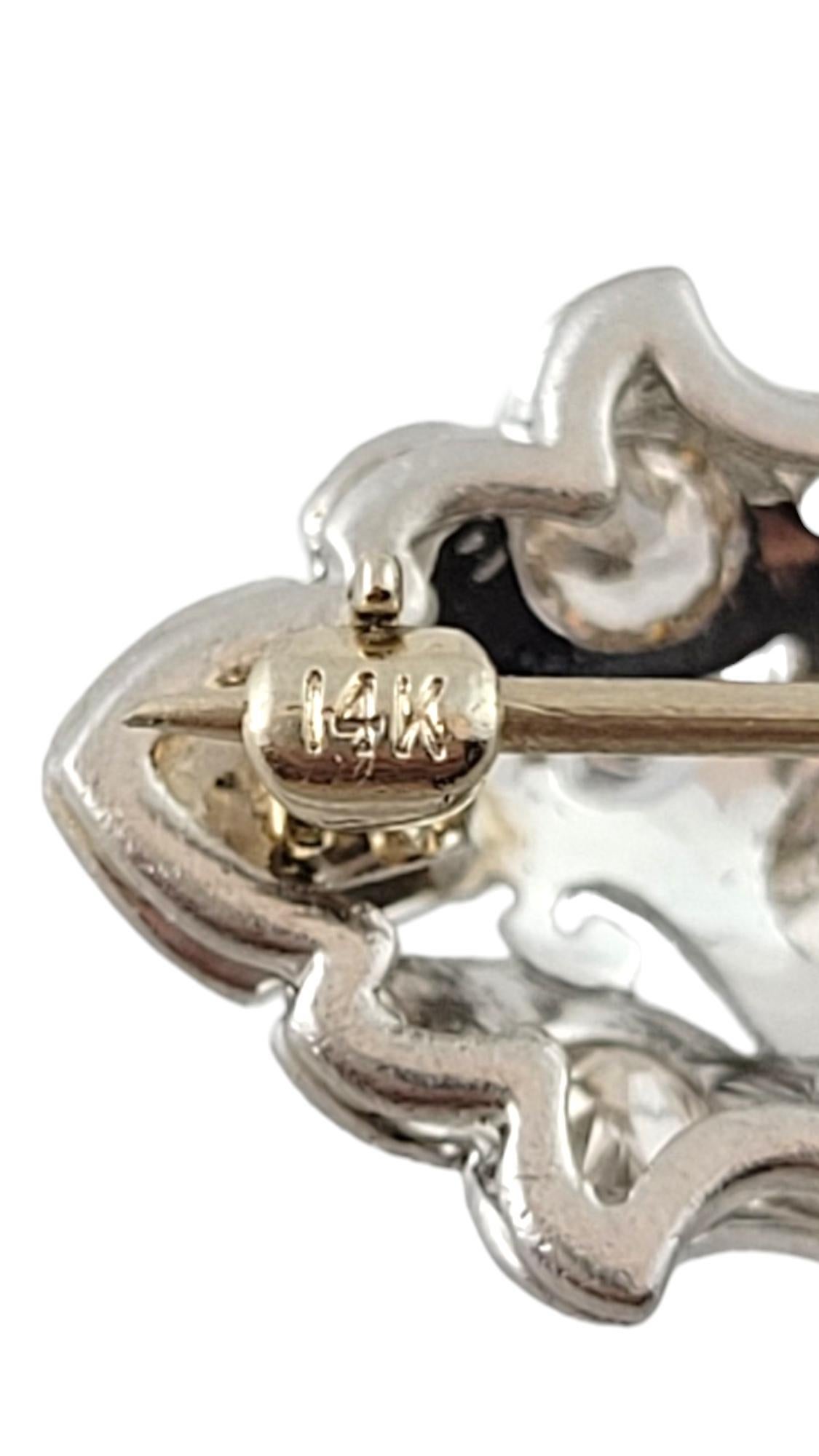 Women's Antique Edwardian Era Platinum and 14K White Gold Diamond Brooch Pin #16451 For Sale