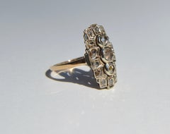 Antique Edwardian Era Rose Cut Diamond 14 Karat Gold Shield Ring