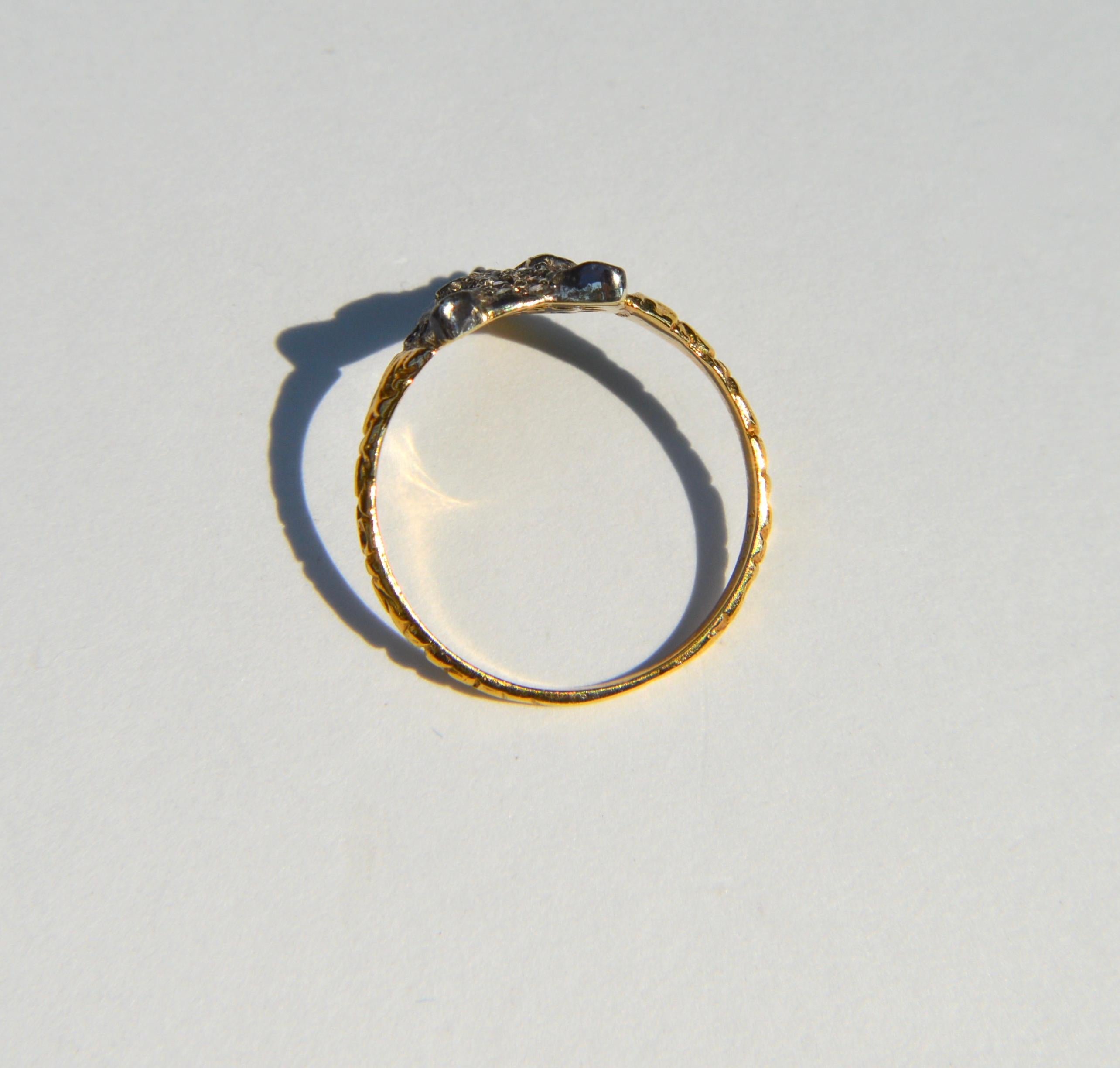 Women's Antique Edwardian Era Diamond Ruby Fox 18 Karat Gold Ring For Sale