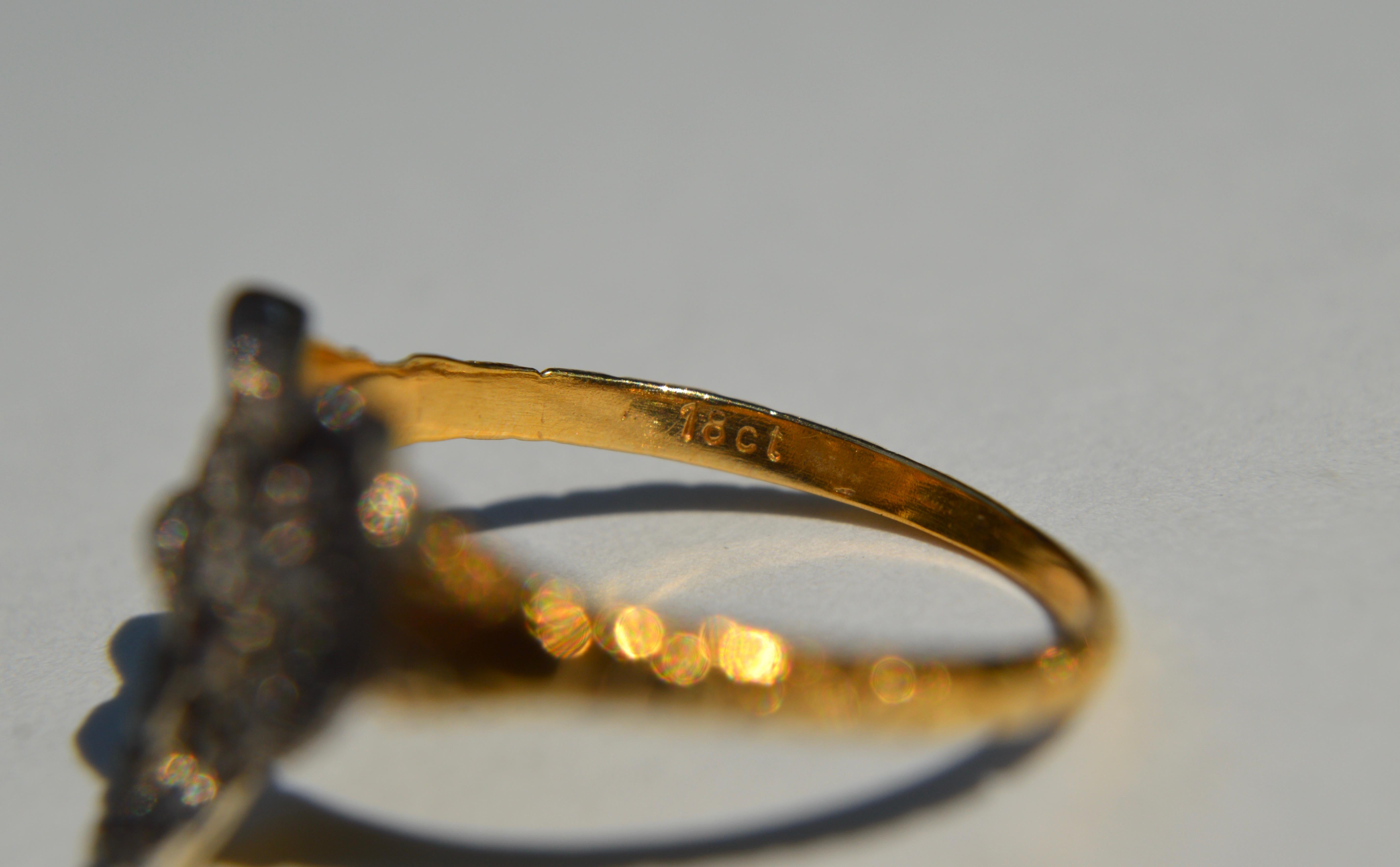 Antique Edwardian Era Diamond Ruby Fox 18 Karat Gold Ring For Sale 1