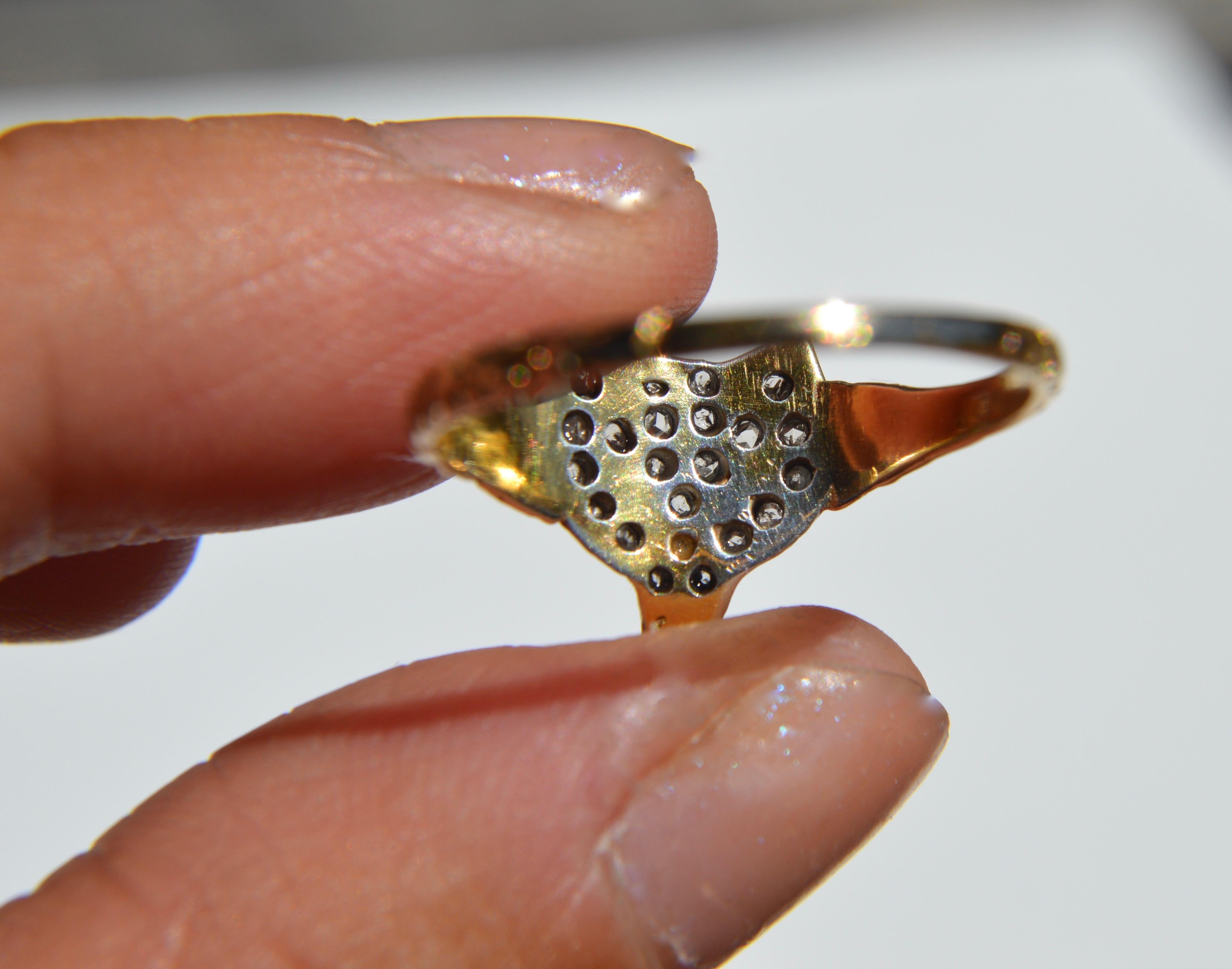 Antique Edwardian Era Diamond Ruby Fox 18 Karat Gold Ring For Sale 2