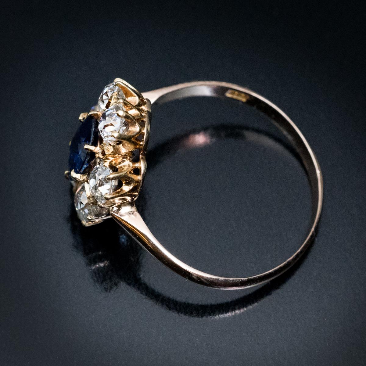 Women's Antique Edwardian Era Sapphire Diamond Gold Engagement Ring