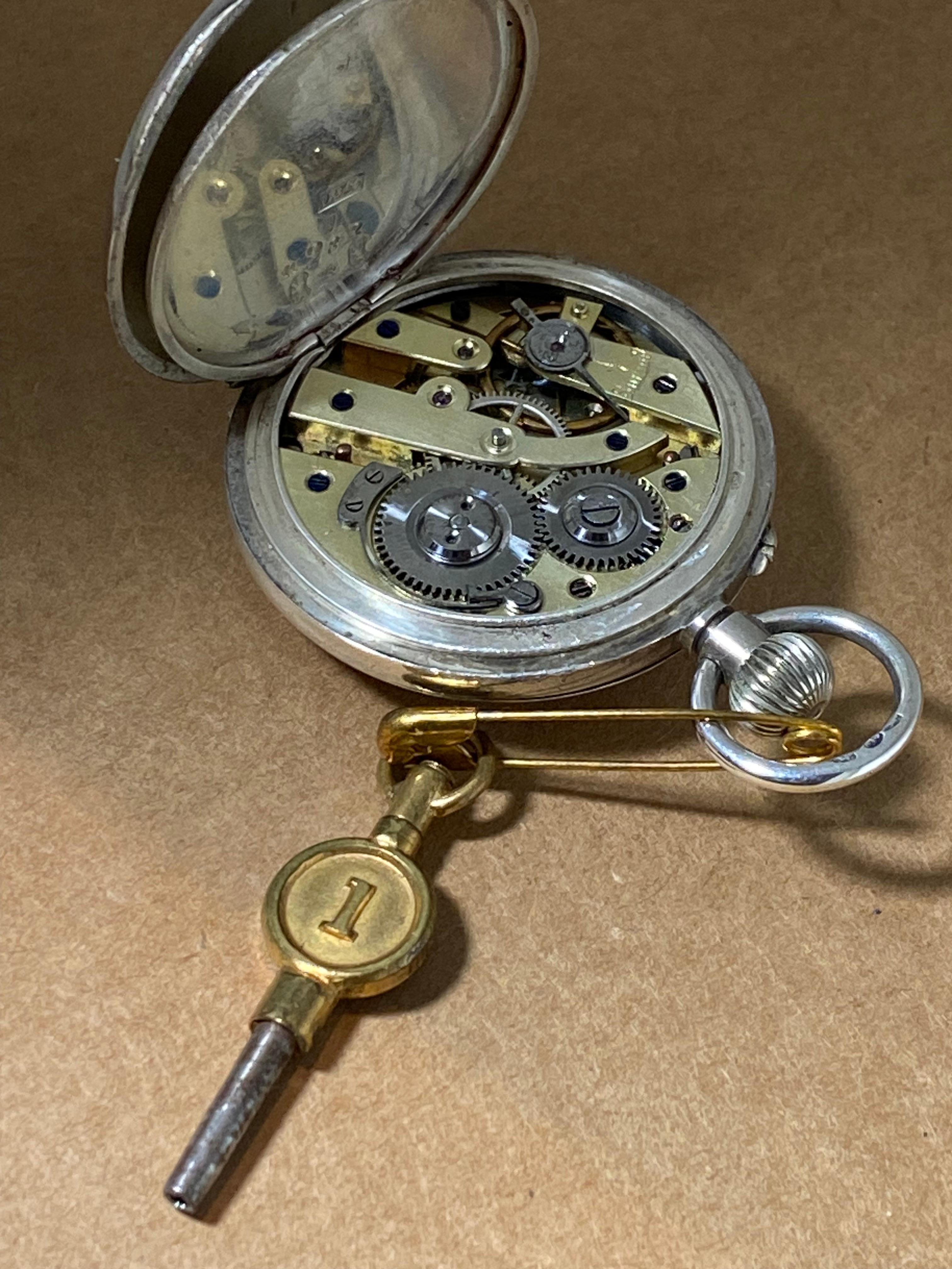 Antique Edwardian European Silver & Enamel Double Half Hunter 35mm Pocket Watch 1