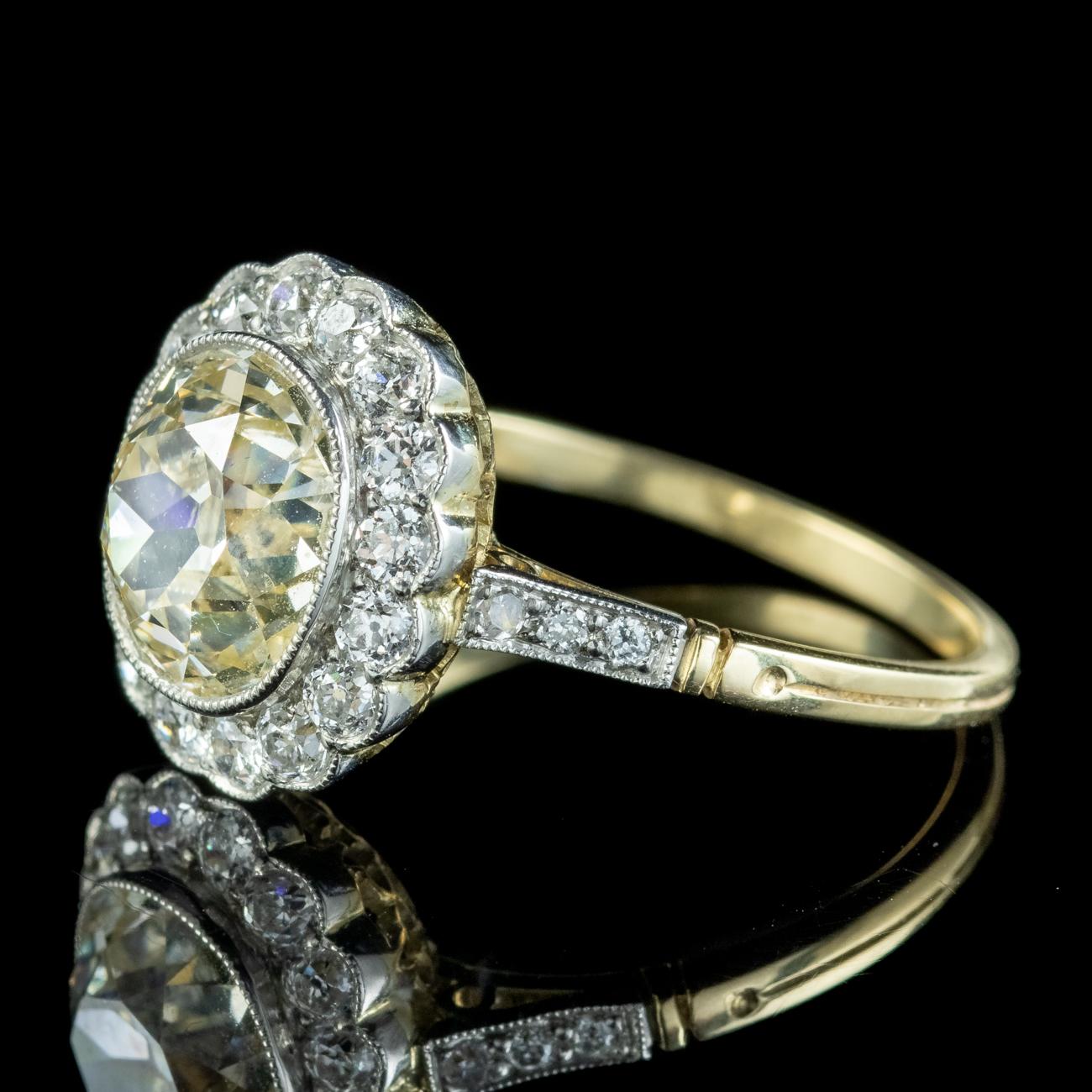 Oval Cut Antique Edwardian Fancy Diamond Cluster Ring 3ct of Diamond with Cert