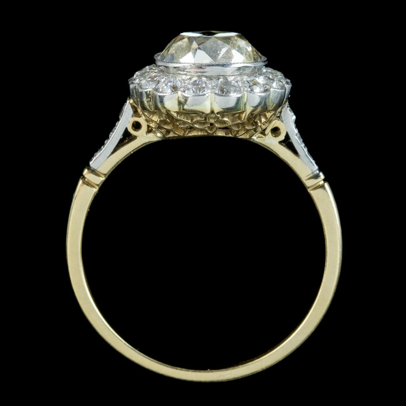 Women's Antique Edwardian Fancy Diamond Cluster Ring 3ct of Diamond with Cert