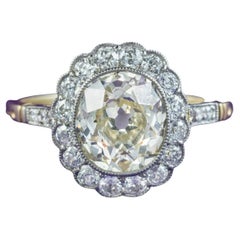 Antique Edwardian Fancy Diamond Cluster Ring 3ct of Diamond with Cert