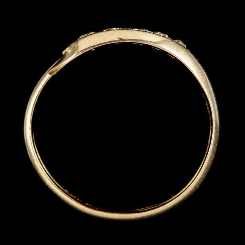Women's Antique Edwardian Fancy Yellow Diamond Snake Ring, Dated 1918 For Sale