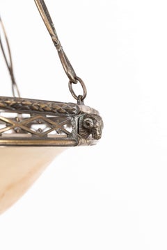 Antique Edwardian Faraday & Son Alabaster Plafonnier Ceiling Light, C.1900