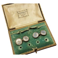 Antique Edwardian Farmer & Co Ltd Chain Link Mother of Pearl "Button" Cufflinks