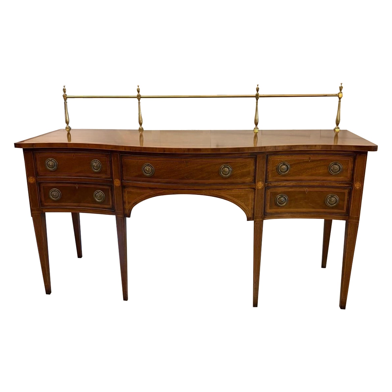 Antique Edwardian Figured Mahogany Serpentine Sideboard For Sale