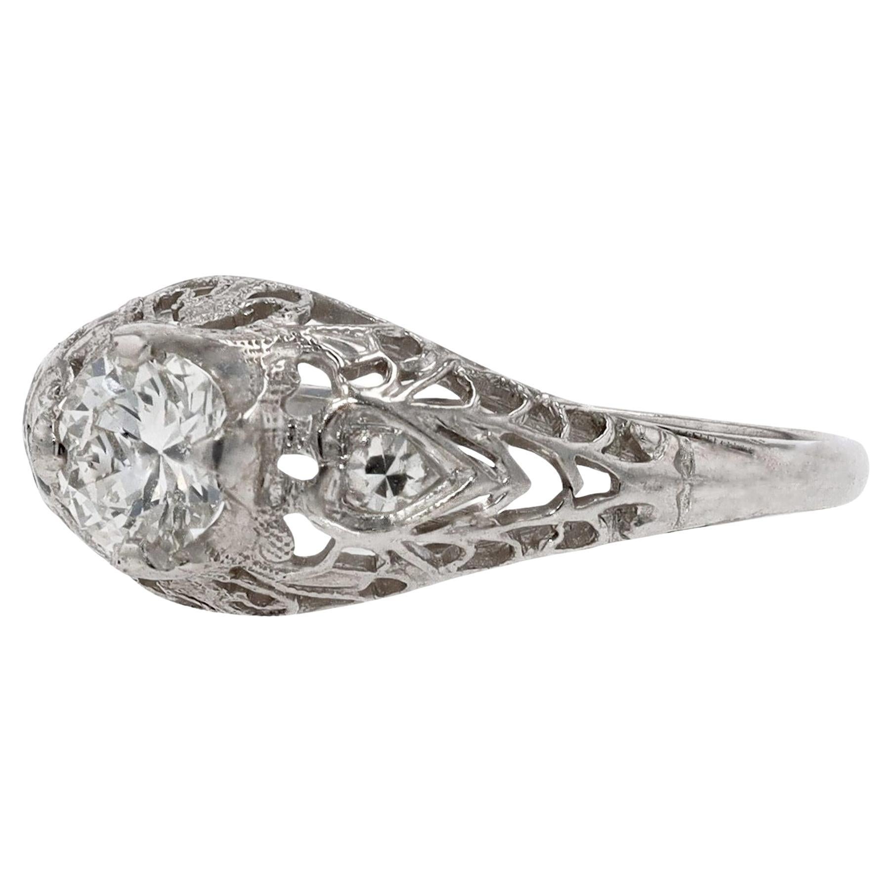 Antique Edwardian Filigree Diamond Engagement Ring