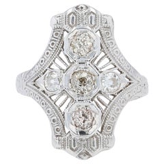 Antique Edwardian Filigree Old Mine Cut Diamond Engagement Ring
