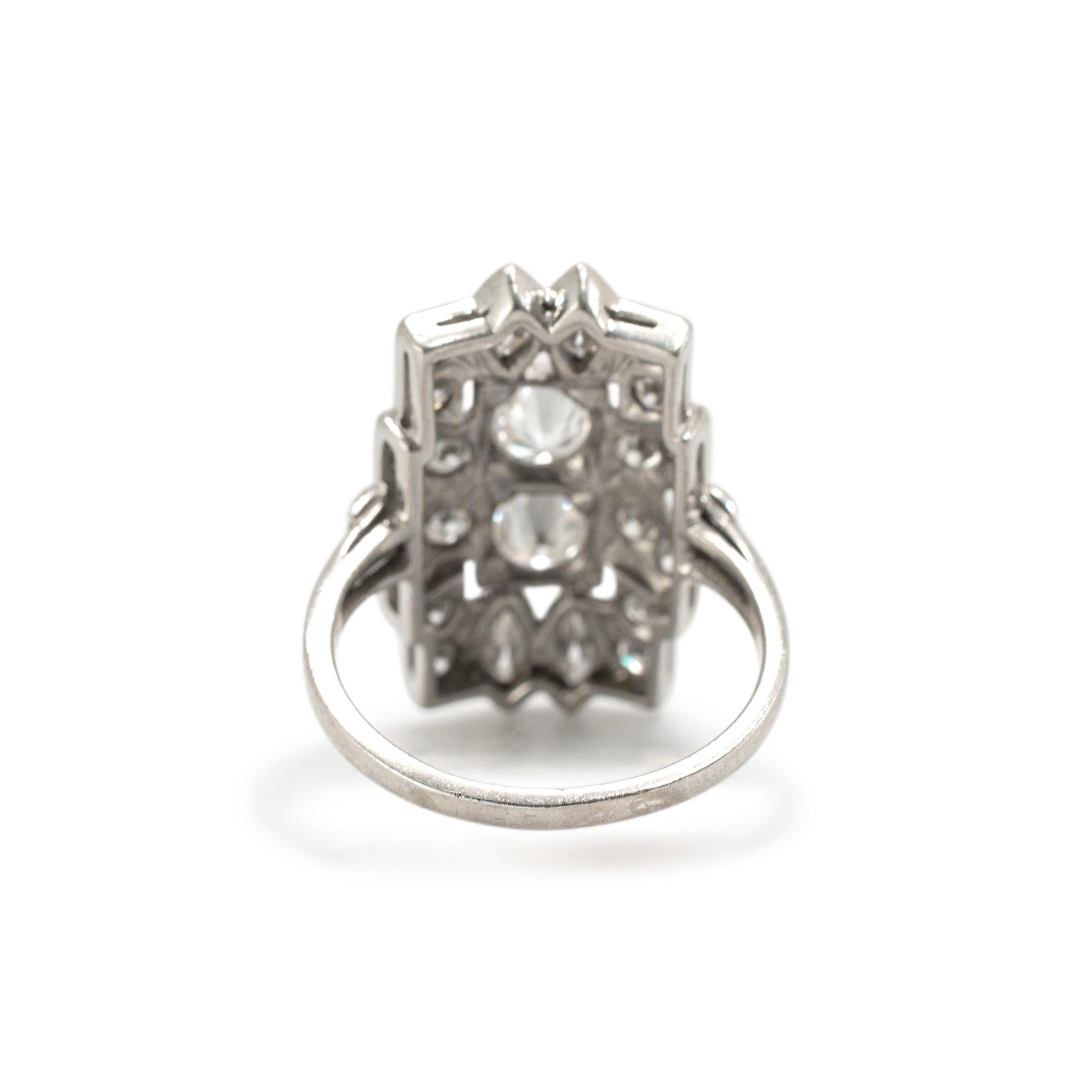 Antiker Edwardianischer Filigraner Platin Alter Europäischer Marquee Diamant Cocktail Ring Damen im Angebot